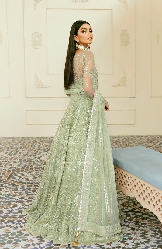 Elinor by Akbar Aslam Luxury Embroidered Net Unstitched 3 Piece Suit - Florican - AKA25ELN - Green - Festive Collection