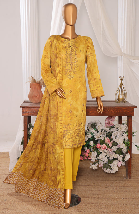 Elite by HZ Textiles Embroidered Lawn Unstitched 3 Piece Suit - ELC-808 - HZ26ELT - Yellow - Summer Collection