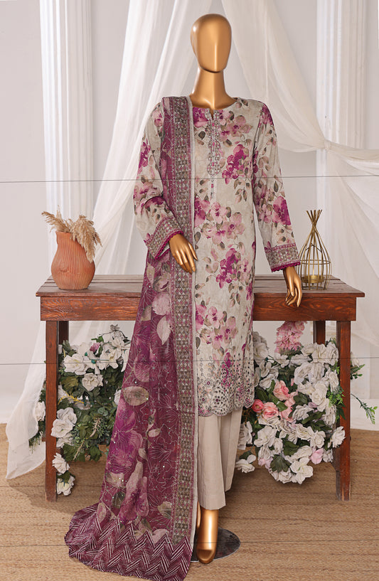 Elite by HZ Textiles Embroidered Lawn Unstitched 3 Piece Suit - ELC-807 - HZ26ELT - Purple - Summer Collection