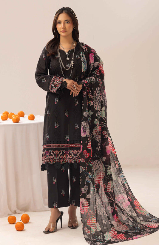 Elma by Riaz Arts Embroidered Lawn Unstitched 3 Piece Suit - D-05 - RA26EL - Black - Summer Collection