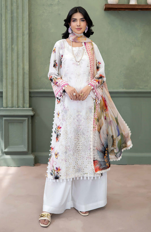 Elowen by Johra Embroidered Lawn Unstitched 3 Piece Suit - JS-635 - JH26ELW - White - Summer Collection
