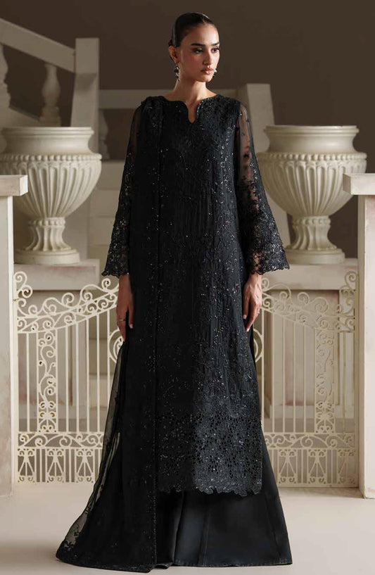 Emaan Adeel Modern Heirloom Embroidered Chiffon Unstitched 3 Piece Suit - D-6 Ottile - ED26MH - Black - Festive Collection