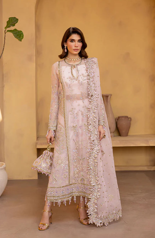 Emaan Adeel Regalia Luxury Formals Embroidered Organza Unstitched 3 Piece Suit - ED25RGLF - VELOURA - Purple - Festive Collection