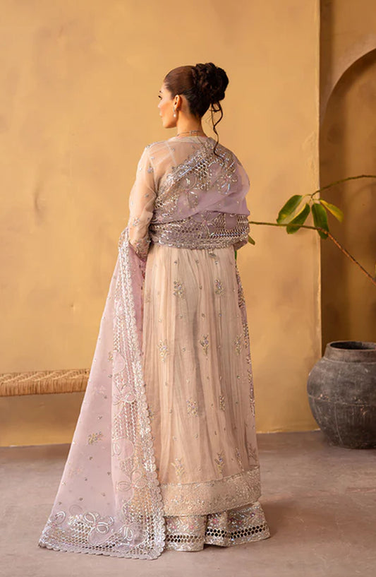 Emaan Adeel Regalia Luxury Formals Embroidered Organza Unstitched 3 Piece Suit - ED25RGLF - LUNARA - Peach - Festive Collection