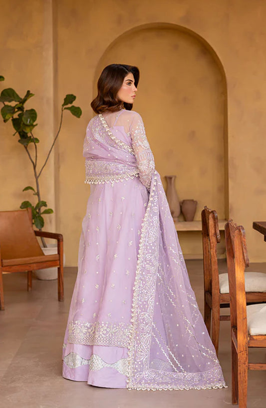 Emaan Adeel Regalia Luxury Formals Embroidered Organza Unstitched 3 Piece Suit - ED25RGLF - AETHER - Purple - Festive Collection