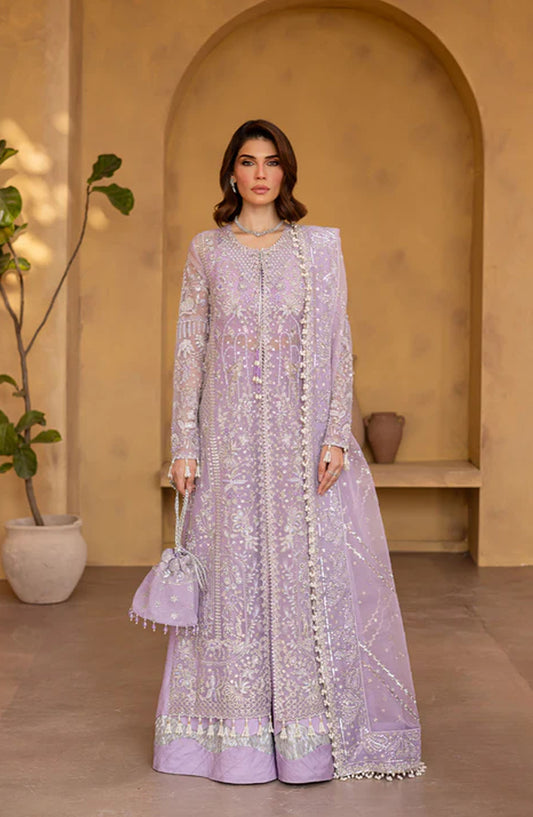 Emaan Adeel Regalia Luxury Formals Embroidered Organza Unstitched 3 Piece Suit - ED25RGLF - AETHER - Purple - Festive Collection
