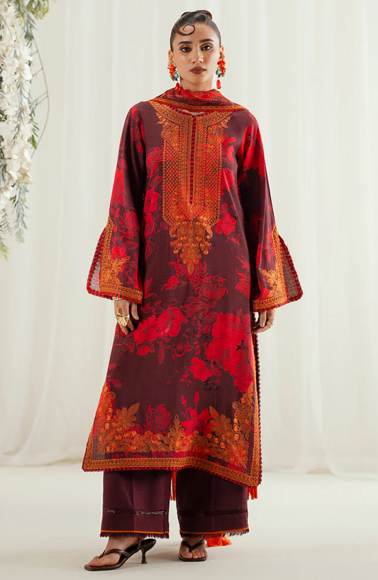 Eres Bonita by Bin Ilyas Embroidered Viscose Unstitched 3 Piece Suit - 1106-A - BL25BN - Maroon - Winter Collection