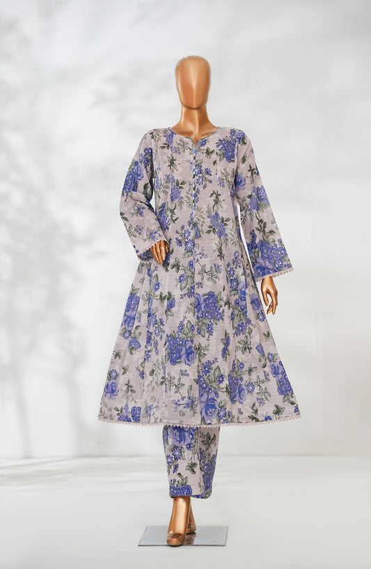 Ethnic Prints by Amna Khadija Printed Bana Dora Stitched 2 Piece Suit - AKEP-02 - AM26ETH - Blue - Spring Summer Collection