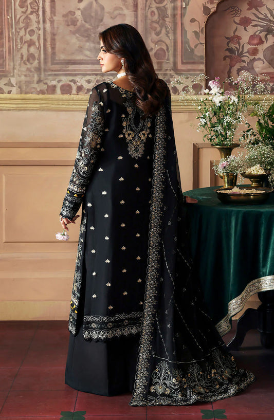Evayna by Gulaal Embroidered Chiffon Unstitched 3 Piece Suit - Deenah - GUL25EV - Black - Festive Collection