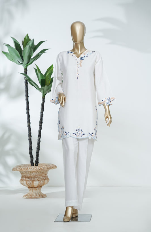Feeya by Amna Khadija Embroidered Dobby Lawn Stitched 2 Piece Co-ords - FEE-05 - AM26FYA - White - Eid Collection