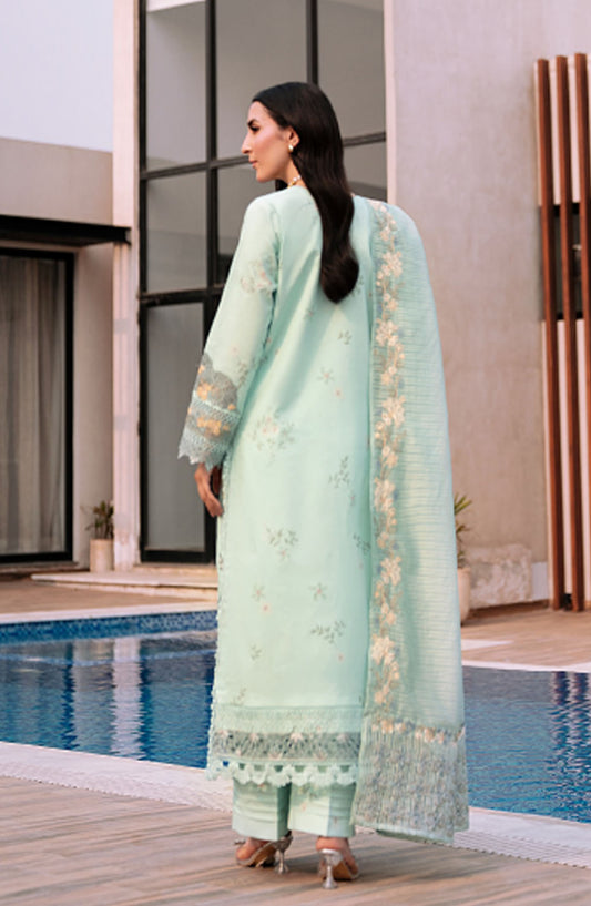 Florent Embroidered Lawn Unstitched 3 Piece Suit - FL25BVC - FL-03 - Sea Blue - Summer Collection