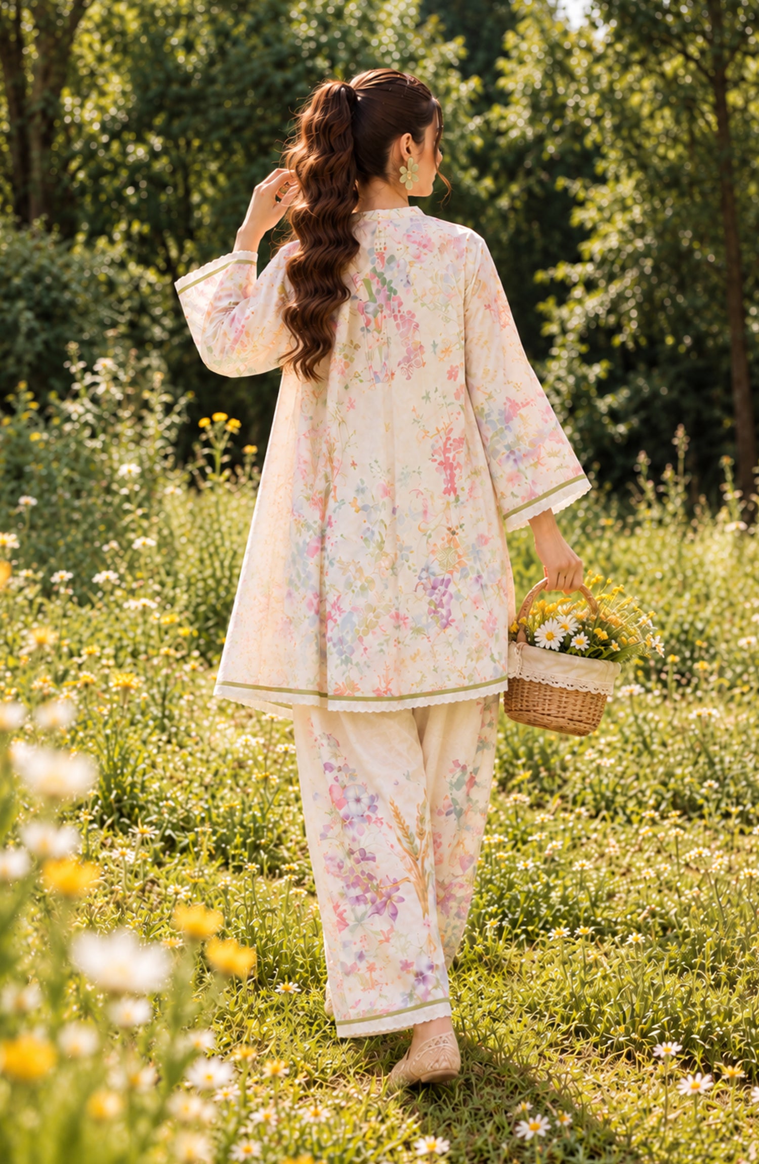 Fairy Meadous by Amna Khadija Printed Cotton Stitched 2 Piece Co-ord Set - AKFM-02 - AM26MED - Off White - Casual Collection