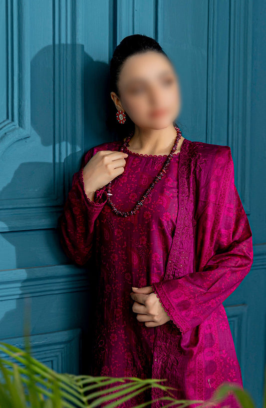 Falak Embroidered Lawn Unstitched 3 Piece Suit - Design-05 - AK25FL1 - Pink - Summer Collection