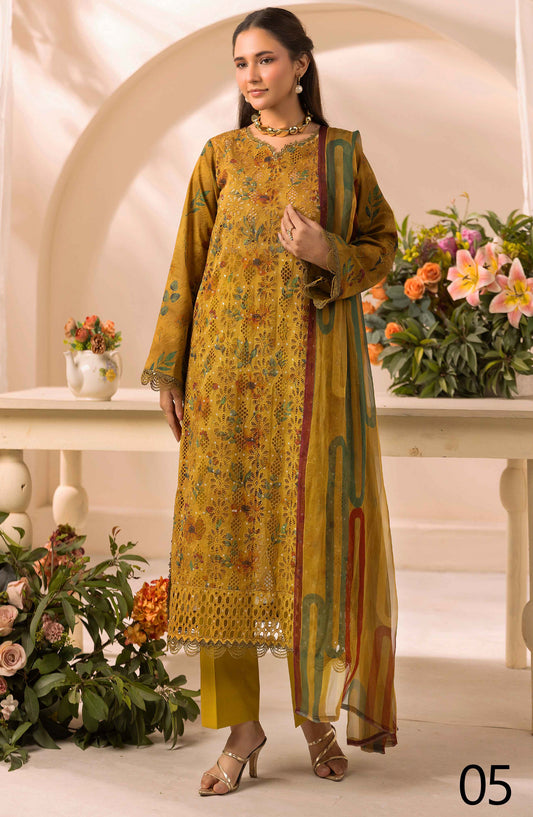 Farah by Mahees Chikankari Lawn Unstitched 3 Piece Suit - D-05 - RA26FMH - Dhani - Summer Collection