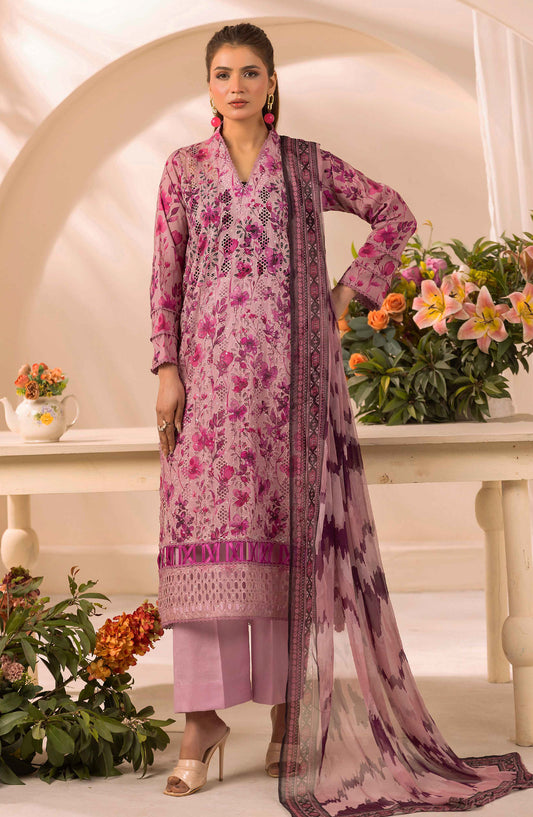 Farah by Mahees Chikankari Lawn Unstitched 3 Piece Suit - D-04 - RA26FMH - Pink - Summer Collection
