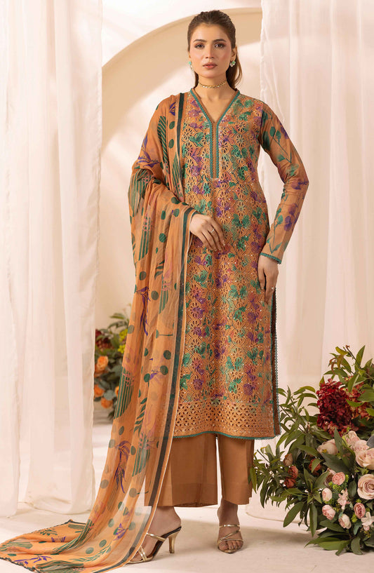 Farah by Mahees Chikankari Lawn Unstitched 3 Piece Suit - D-01 - RA26FMH - Rust - Summer Collection