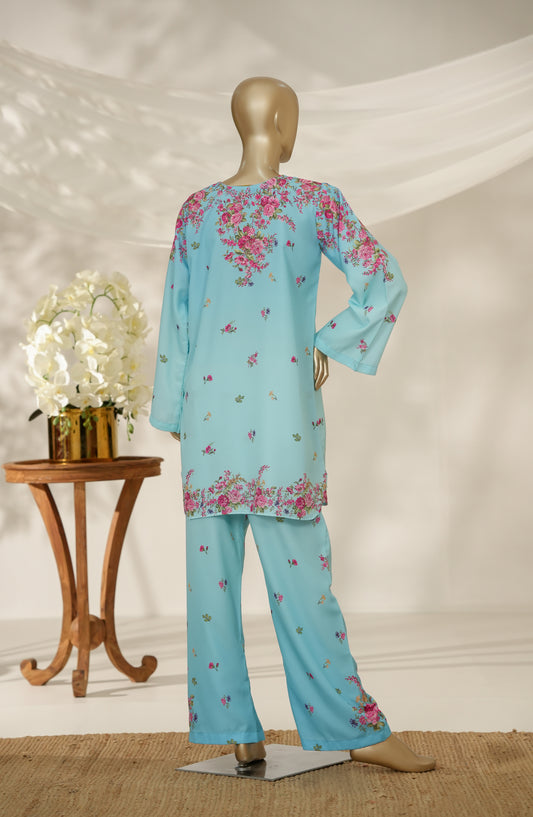 Fayon Prints by Amna Khadija Printed Poly Swiss Stitched Co ords Suit - FP-01 - AM25FYOP - Light Blue - Casual Collection