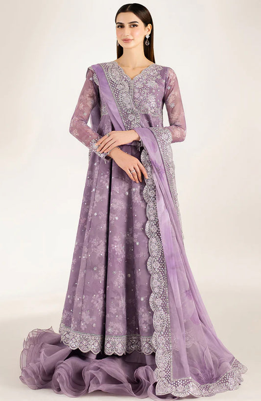 Fiorella Formals by Farasha Embroidered Chiffon Unstitched 3 Piece Suit - Violet Dreams - FSH25FR - Purple - Festive Collection