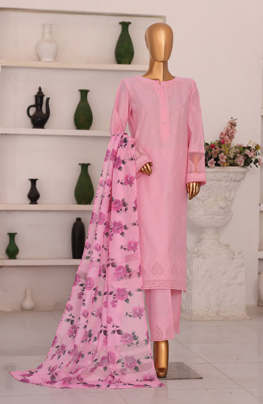 Floral Vibes by HZ Embroidered Lawn Unstitched 3 Piece Suit - FVE-02 - HZ26FLV - Pink - Summer Collection