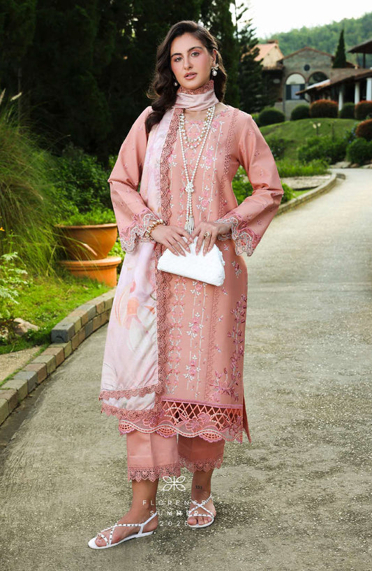 Florence by Rang Rasiya Embroidered Lawn Unstitched 3 Piece Suit - AALEN - RR26FL - Pink - Summer Collection