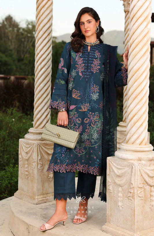 Florence by Rang Rasiya Embroidered Lawn Unstitched 3 Piece Suit - ESHAL - RR26FL - Blue - Summer Collection