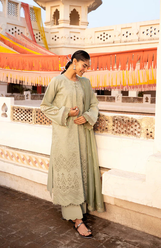 Florent Basant Embroidered Chikankari Unstitched 3 Piece Suit - FBC-3A - FL26BSN - Green - Summer Collection