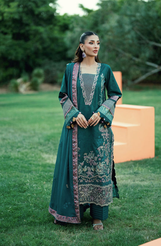 Florent Embroidered Lawn Unstitched 3 Piece Suit - FEF-3B - FL26EDE - Green - Festive Collection