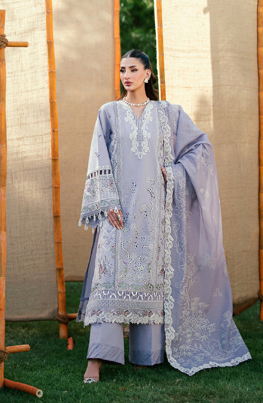 Florent Embroidered Lawn Unstitched 3 Piece Suit - FEF-5B - FL26EDE - Purple - Festive Collection