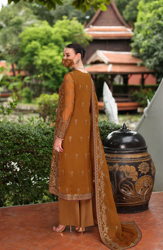 Flossie Naayab by Kuch Khas Embroidered Chiffon Unstitched 3 Piece Suit - K-103 - FLS25NKK - Brown - Festive Collection