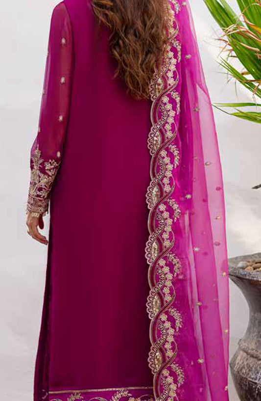 Freesia Noir Embroidered Chiffon Unstitched 3 Piece Suit - FS-50087 Aulia - MNM25FNO - Pink - Festive Collection