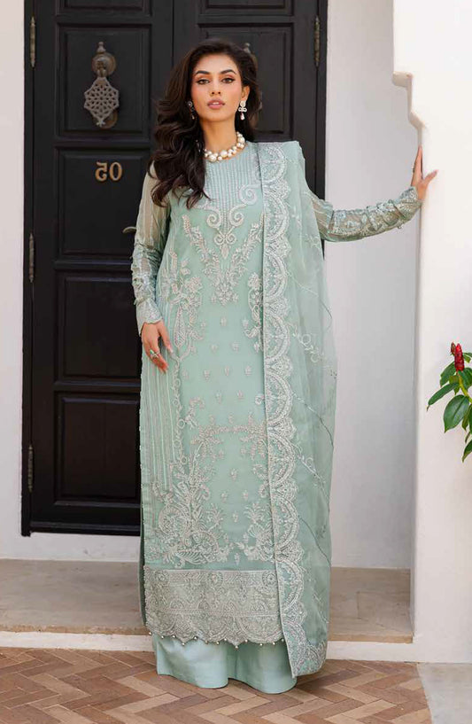 Freesia Noir Embroidered Chiffon Unstitched 3 Piece Suit - FS-50092 Melati - MNM25FNO - Green - Festive Collection