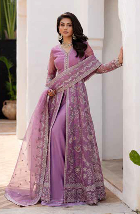 Freesia Noir Embroidered Chiffon Unstitched 3 Piece Suit - FS-50091 Amisha - MNM25FNO - Purple - Festive Collection