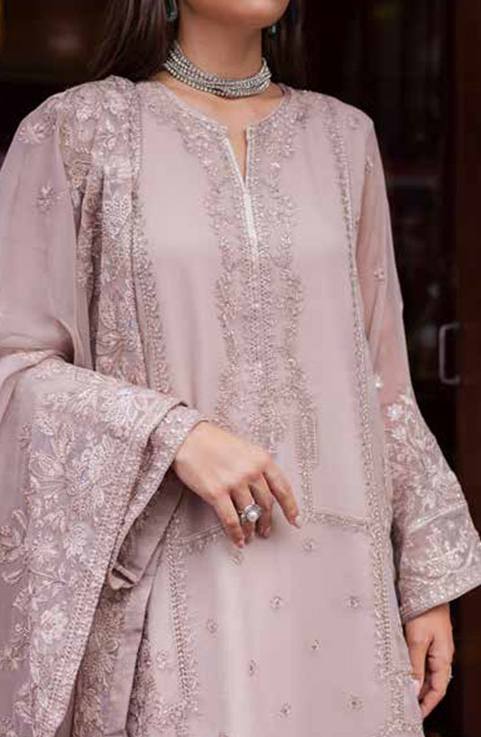 Freesia Talia Luxury Embroidered Chiffon Unstitched 3 Piece Suit - MNM25FRL - FW50070 - Purple - Festive Collection