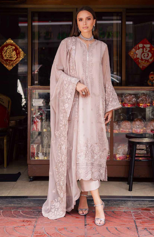 Freesia Talia Luxury Embroidered Chiffon Unstitched 3 Piece Suit - MNM25FRL - FW50070 - Purple - Festive Collection