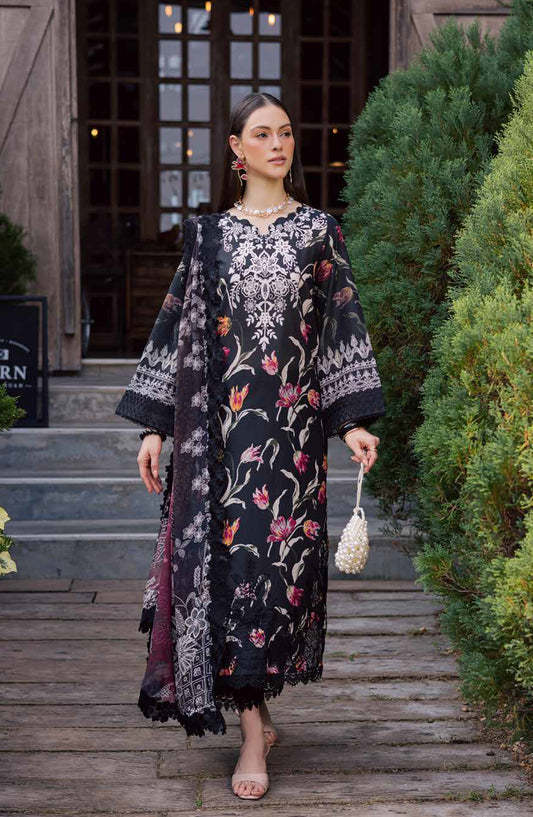 Gardenia by Nureh Embroidered Lawn Unstitched 3 Piece Suit - NSG-214 - NL26GR - Black - Summer Collection