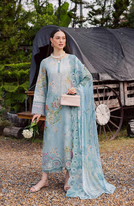 Gardenia by Nureh Embroidered Lawn Unstitched 3 Piece Suit - NSG-209 - NL26GR - Blue - Summer Collection