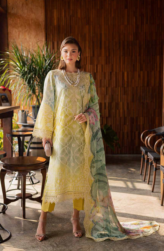 Gardenia by Nureh Embroidered Lawn Unstitched 3 Piece Suit - NSG-207 - NL26GR - Yellow - Summer Collection