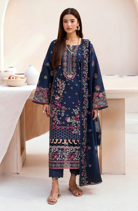 Ghazal by Ramsha Luxury Embroidered Lawn Unstitched 3 Piece Suit - G-505 - RM26GHZ - Blue - Summer Collection