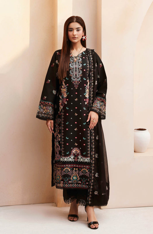 Ghazal by Ramsha Luxury Embroidered Lawn Unstitched 3 Piece Suit - G-502 - RM26GHZ - Black - Summer Collection