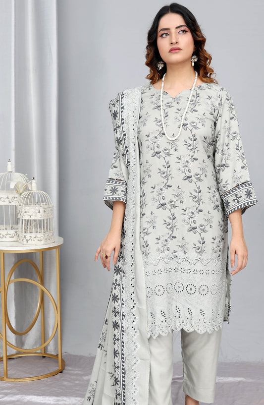 Gul-e-Noor by Shaista Digital Print & Embroidered Marina Unstitched 3 Piece Suit - D-05 - SHS25GLN - Light Sea Green - Winter Collection