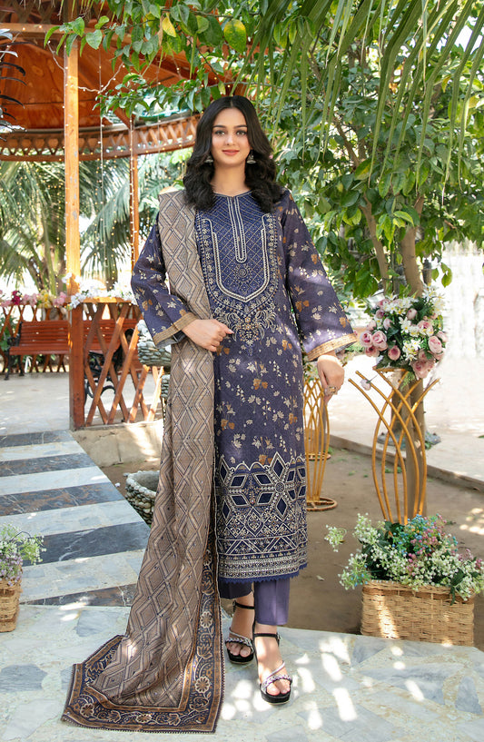 Gul Bahaar by Tawakkal Fabrics Embroidered Lawn Unstitched 3 Piece Suit - D-2789 - TF26GB - Blue - Summer Collection