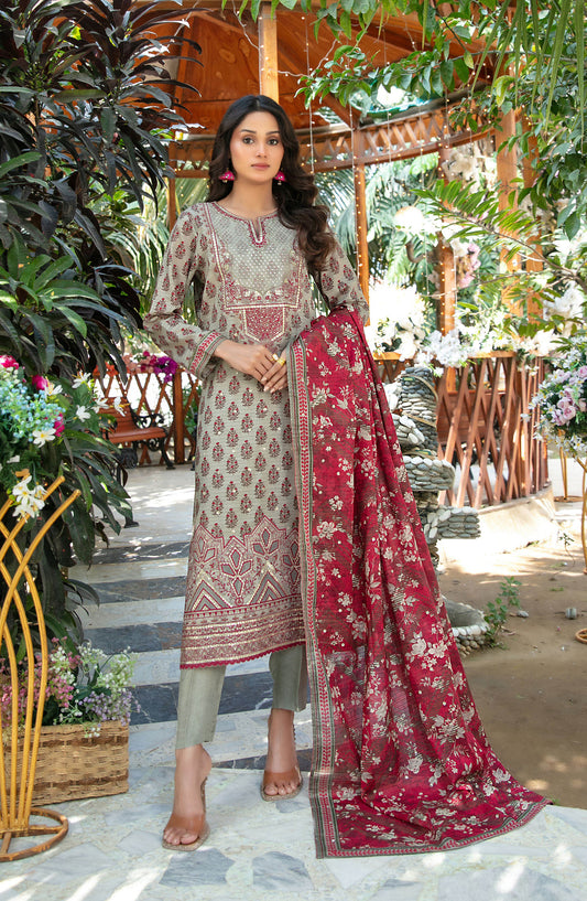 Gul Bahaar by Tawakkal Fabrics Embroidered Lawn Unstitched 3 Piece Suit - D-2787 - TF26GB - Grey - Summer Collection