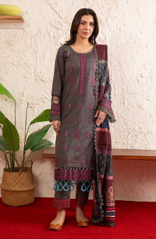 Gulmohar by Johra Embroidered Lawn Unstitched 3 Piece Suit - JS-171 - JH26GLM - Grey - Summer Collection