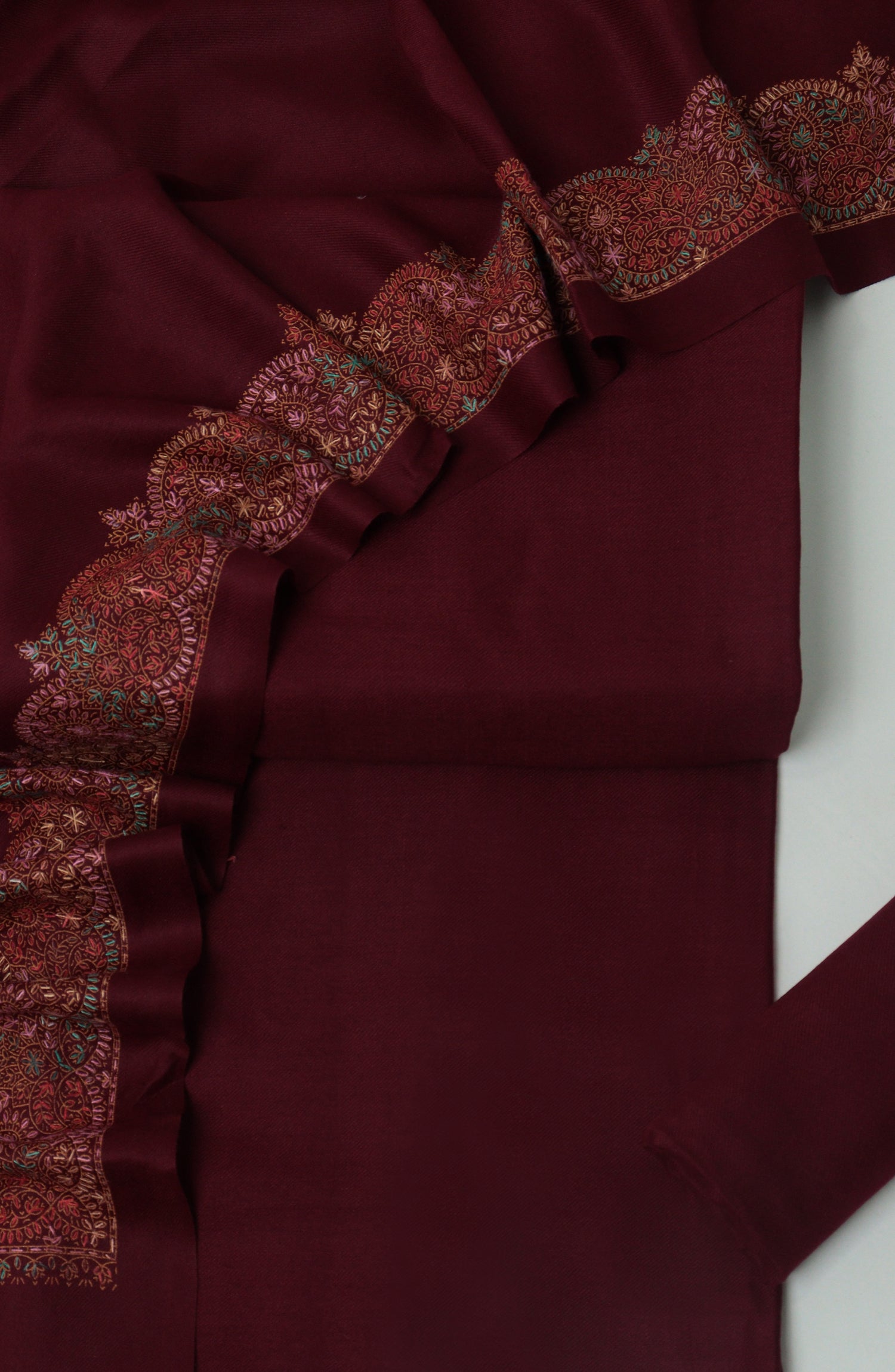 Gulposh by Amna Khadija Pashmina Unstitched 3 Piece Suit - D-01 - AM26GPM - Maroon - Winter Collection