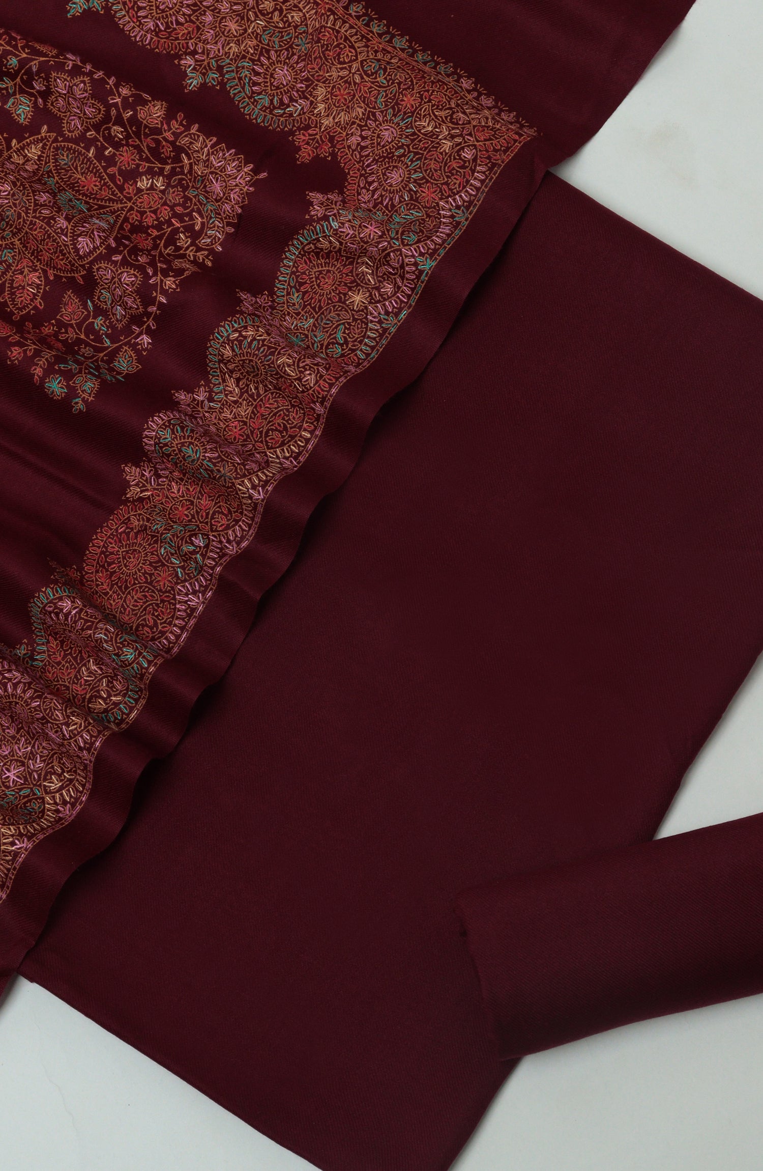 Gulposh by Amna Khadija Pashmina Unstitched 3 Piece Suit - D-01 - AM26GPM - Maroon - Winter Collection