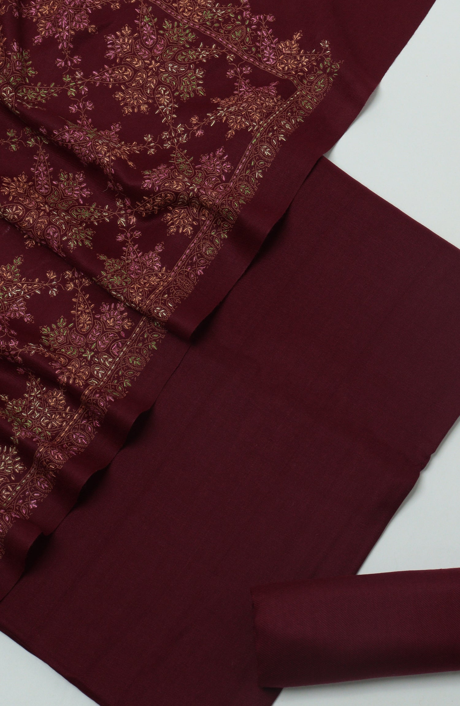 Gulposh by Amna Khadija Pashmina Unstitched 3 Piece Suit - D-03 - AM26GPM - Maroon - Winter Collection
