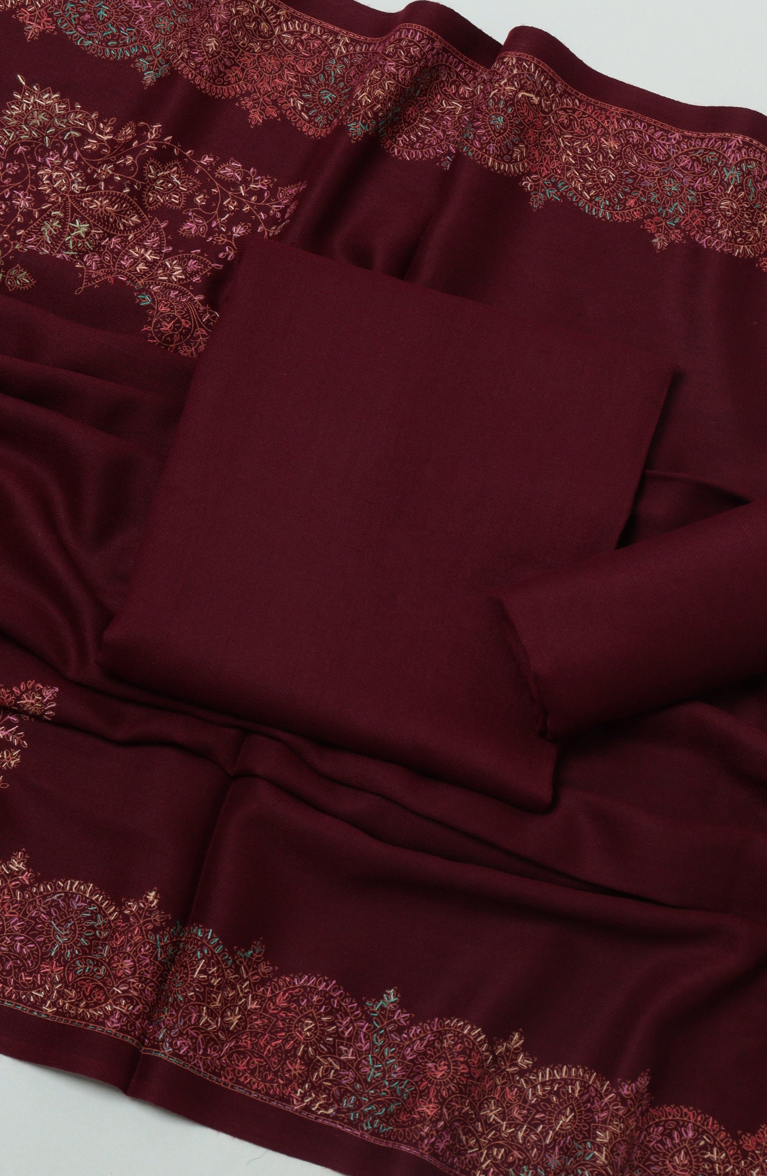 Gulposh by Amna Khadija Pashmina Unstitched 3 Piece Suit - D-06 - AM26GPM - Maroon - Winter Collection