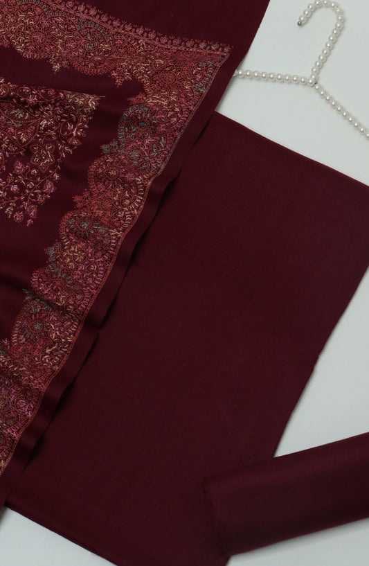 Gulposh by Amna Khadija Pashmina Unstitched 3 Piece Suit - D-06 - AM26GPM - Maroon - Winter Collection