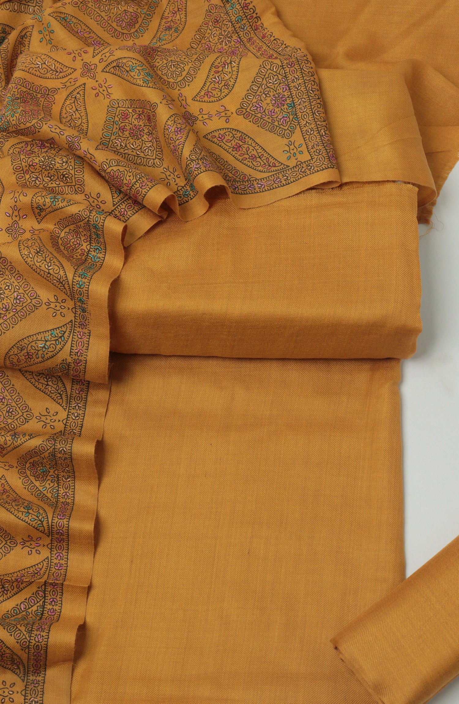 Gulposh by Amna Khadija Pashmina Unstitched 3 Piece Suit - D-07 - AM26GPM - Mustard - Winter Collection