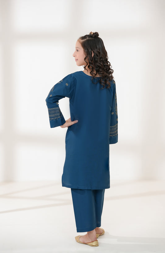 Souffle Guriya by Amna Khadija Printed Cotton Stitched 2 Piece Suit - SGF-04 - AM25SOFG - Blue - Summer Girls Collection